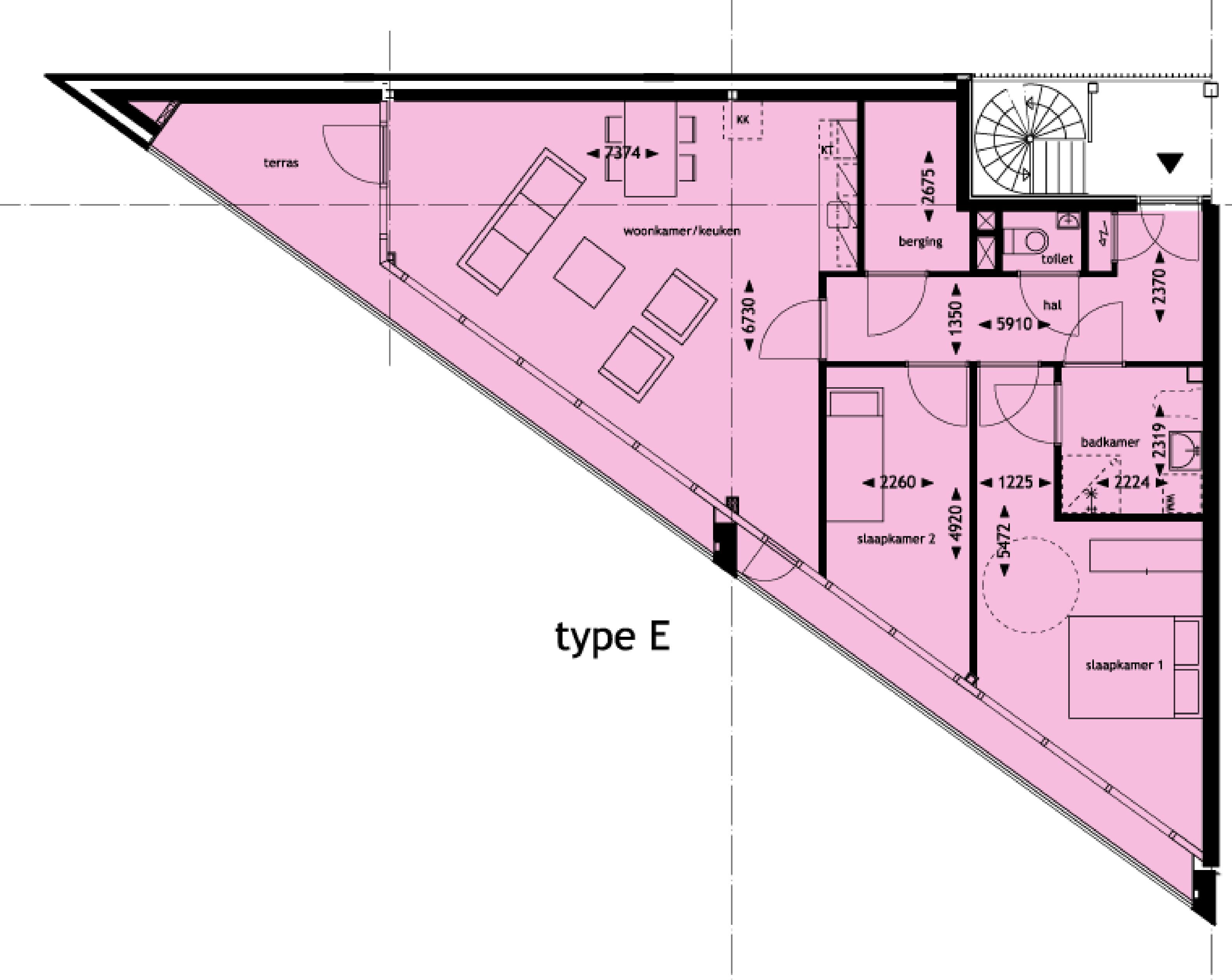 Plattegrond woningtype E
